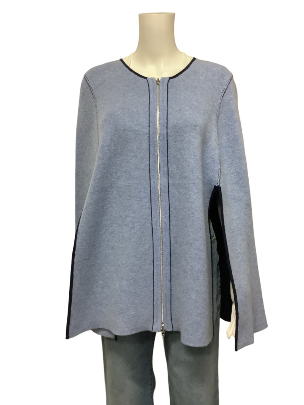 In Cashmere Blend Zip Front Reversible Cape Size: L / XL